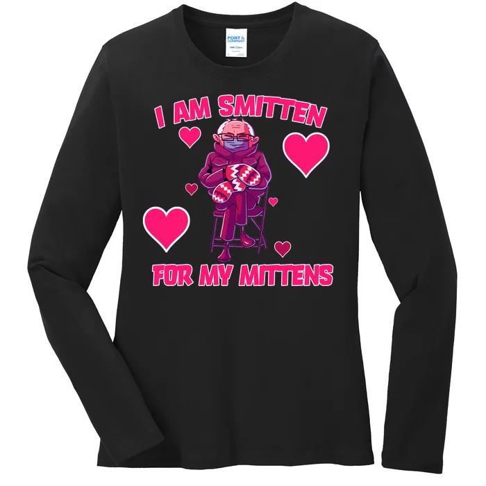 I Am Smitten For My Mittens Bernie Sanders Ladies Long Sleeve Shirt