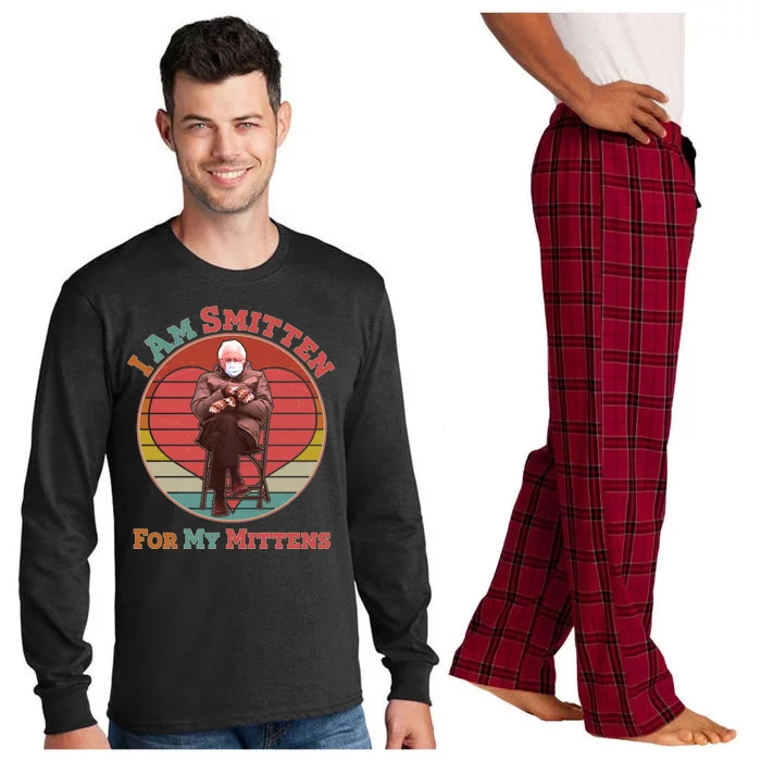 I Am Smitten For My Mittens Funny Bernie Sanders Meme Long Sleeve Pajama Set