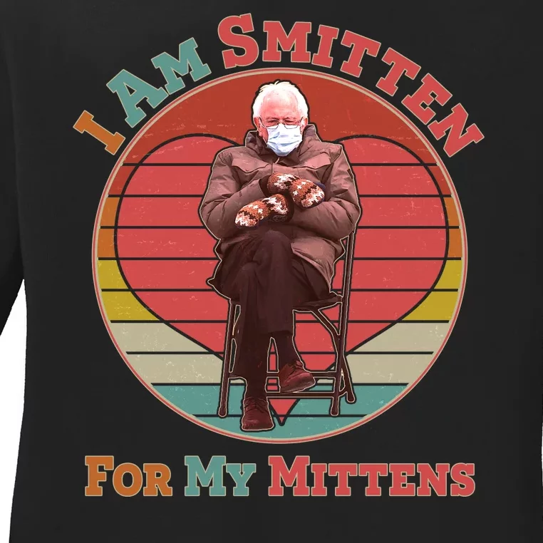 I Am Smitten For My Mittens Funny Bernie Sanders Meme Ladies Long Sleeve Shirt