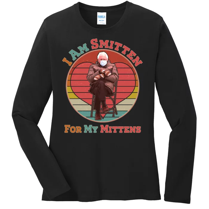 I Am Smitten For My Mittens Funny Bernie Sanders Meme Ladies Long Sleeve Shirt