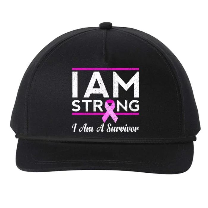 I Am Strong Breast Cancer Survivor Snapback Five-Panel Rope Hat