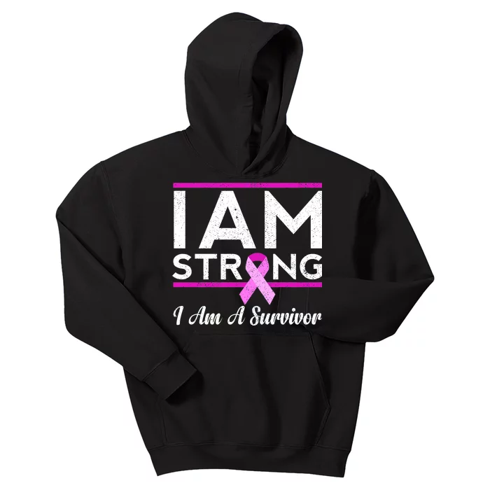 I Am Strong Breast Cancer Survivor Kids Hoodie