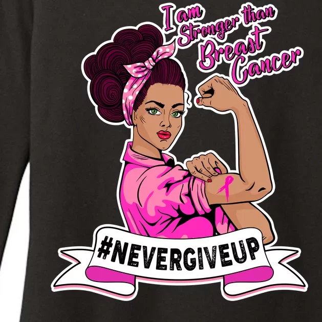 I Am Stronger than Breast Cancer NeverGiveUp Womens CVC Long Sleeve Shirt