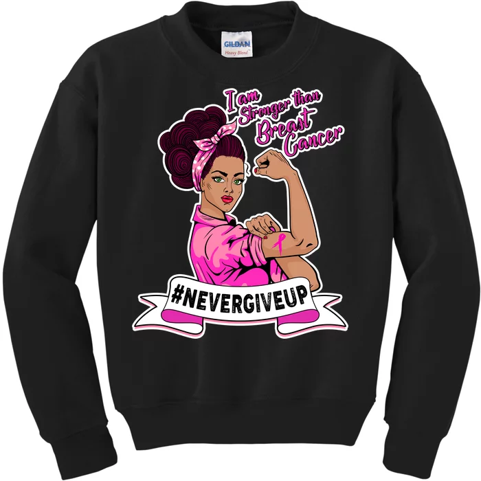 I Am Stronger than Breast Cancer NeverGiveUp Kids Sweatshirt