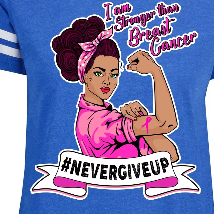 I Am Stronger than Breast Cancer NeverGiveUp Enza Ladies Jersey Football T-Shirt