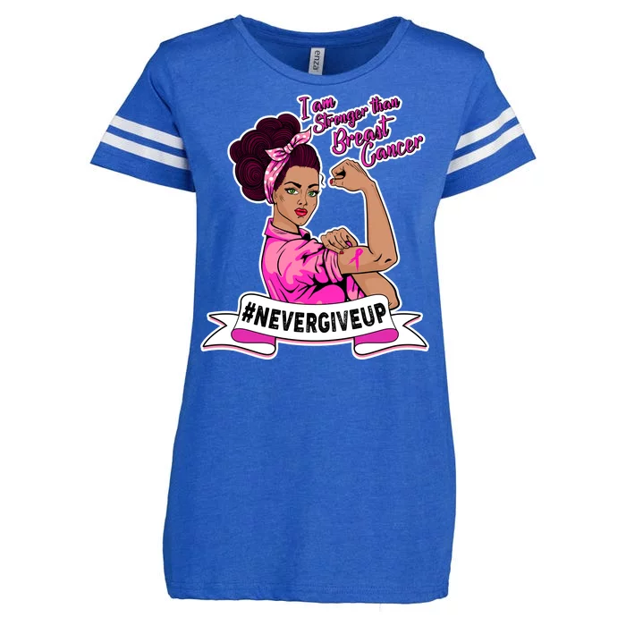 I Am Stronger than Breast Cancer NeverGiveUp Enza Ladies Jersey Football T-Shirt