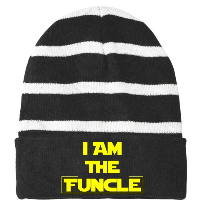 I Am The Funcle Fun Uncle Striped Beanie with Solid Band