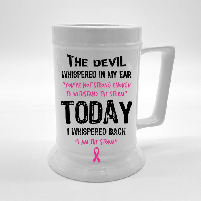 I Am The Storm Breast Cancer Quote Front & Back Beer Stein