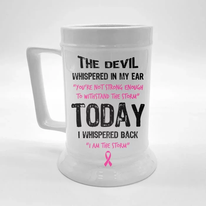 I Am The Storm Breast Cancer Quote Front & Back Beer Stein