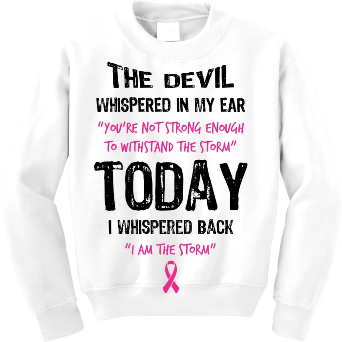 I Am The Storm Breast Cancer Quote Kids Sweatshirt