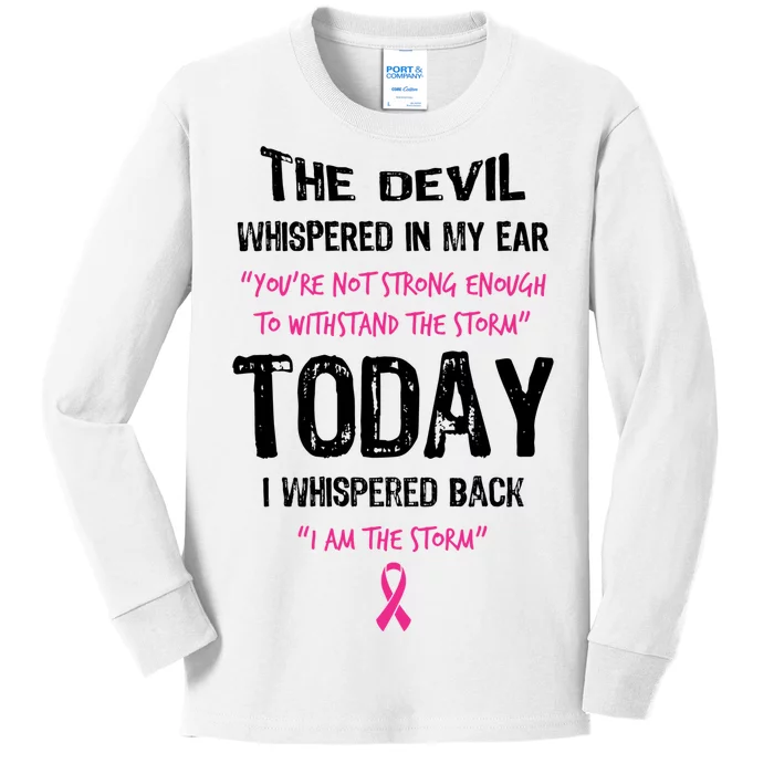 I Am The Storm Breast Cancer Quote Kids Long Sleeve Shirt