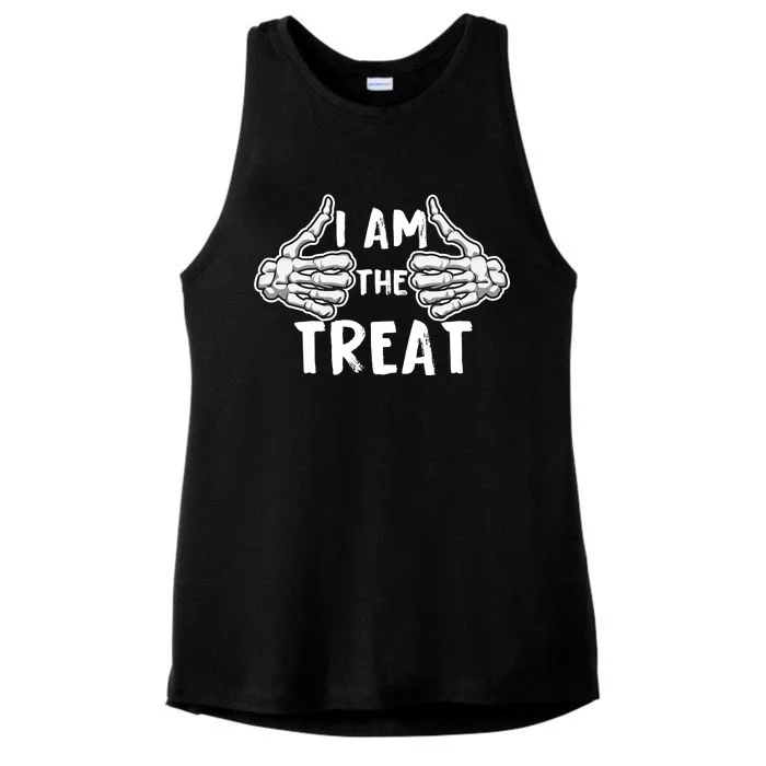 I Am The Treat Funny Halloween Ladies Tri-Blend Wicking Tank