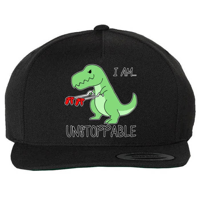 I Am Unstoppable Dinosaur Wool Snapback Cap