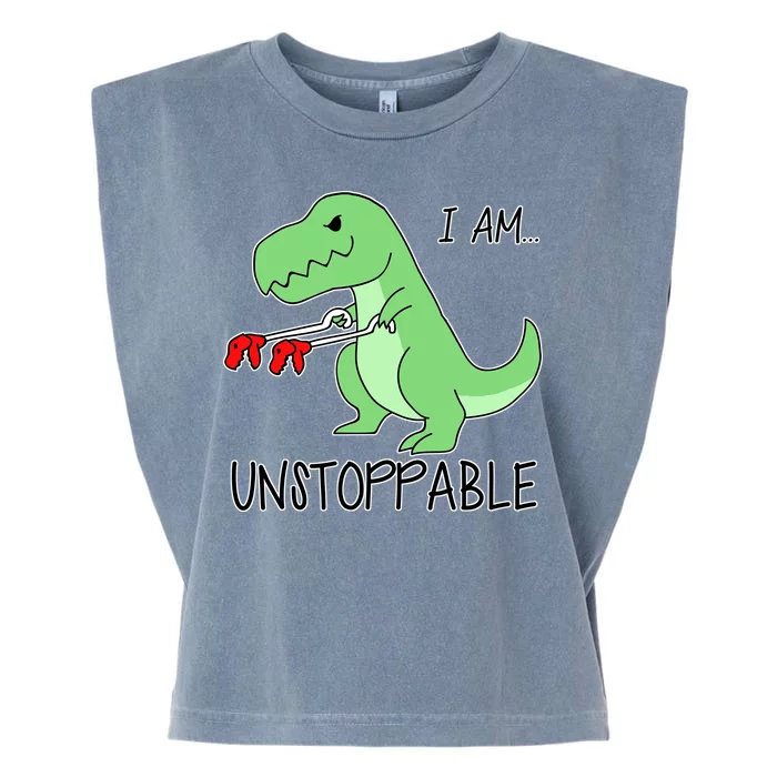 I Am Unstoppable Dinosaur Garment-Dyed Women's Muscle Tee