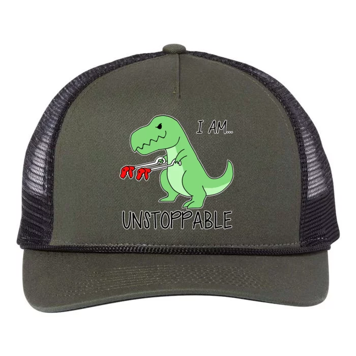 I Am Unstoppable Dinosaur Retro Rope Trucker Hat Cap