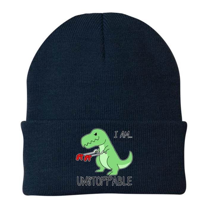 I Am Unstoppable Dinosaur Knit Cap Winter Beanie