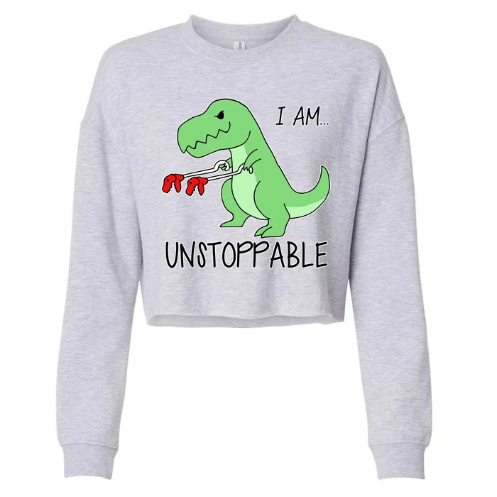 I Am Unstoppable Dinosaur Cropped Pullover Crew