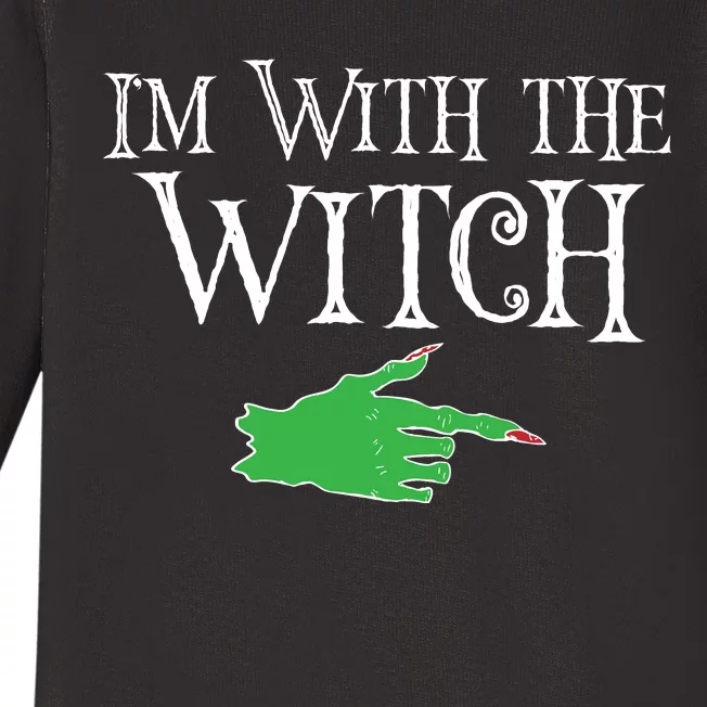 I Am With The Witch Baby Long Sleeve Bodysuit