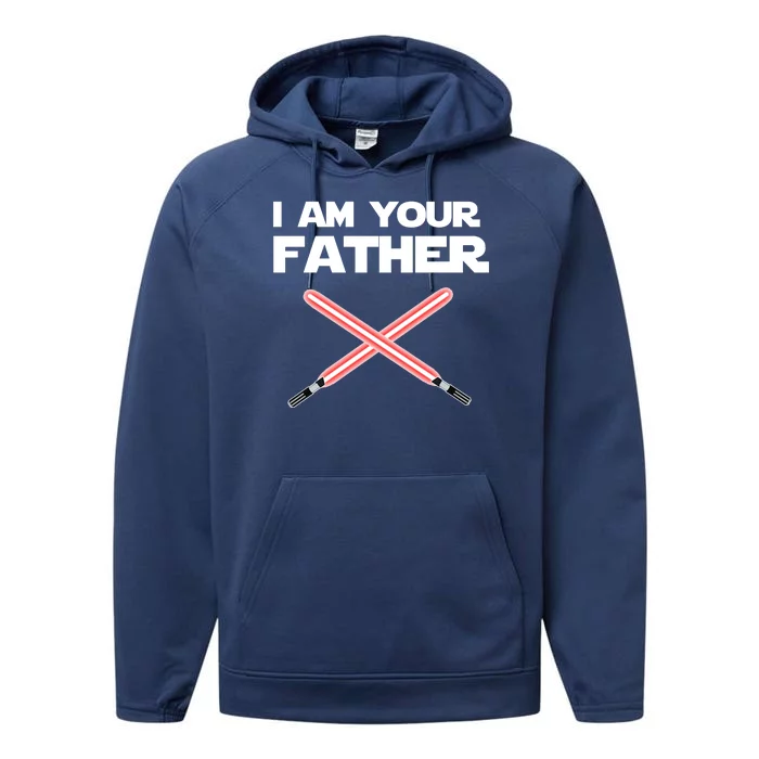 I Am Your Father Dad Lightsaber Performance Fleece Hoodie