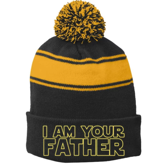 I Am Your Father Funny Dad Parody Stripe Pom Pom Beanie