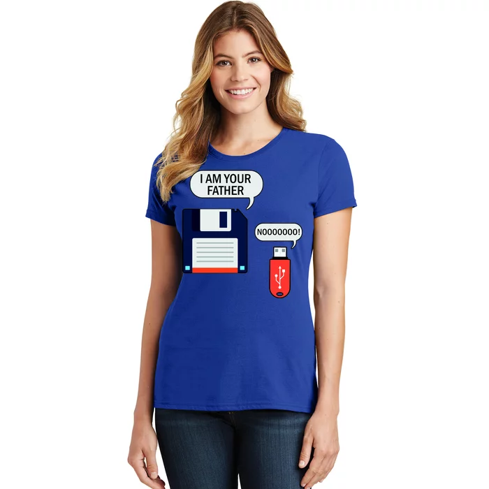 I Am Your Father Retro Floppy Disk USB Women's T-Shirt