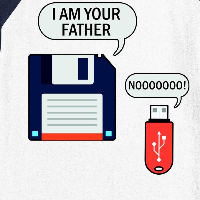 I Am Your Father Retro Floppy Disk USB Baseball Sleeve Shirt