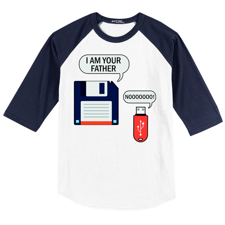 I Am Your Father Retro Floppy Disk USB Baseball Sleeve Shirt