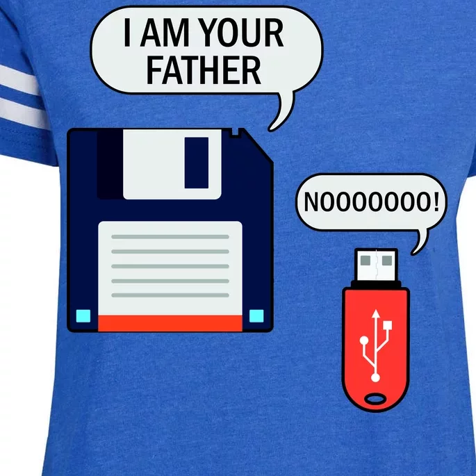 I Am Your Father Retro Floppy Disk USB Enza Ladies Jersey Football T-Shirt