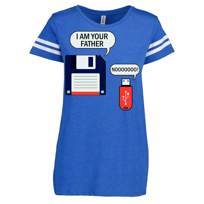 I Am Your Father Retro Floppy Disk USB Enza Ladies Jersey Football T-Shirt