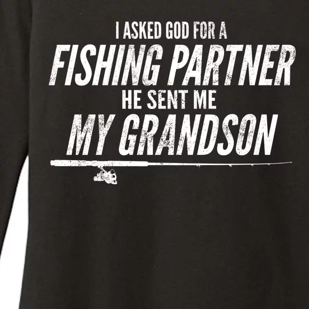 I Ask God For A Fishing Partner He Sent Me My Grandson Womens CVC Long Sleeve Shirt