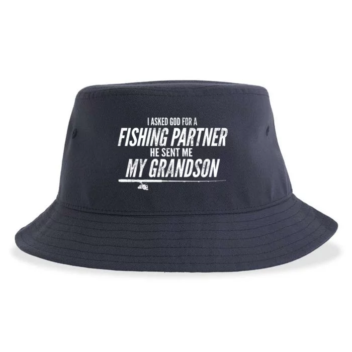 I Ask God For A Fishing Partner He Sent Me My Grandson Sustainable Bucket Hat