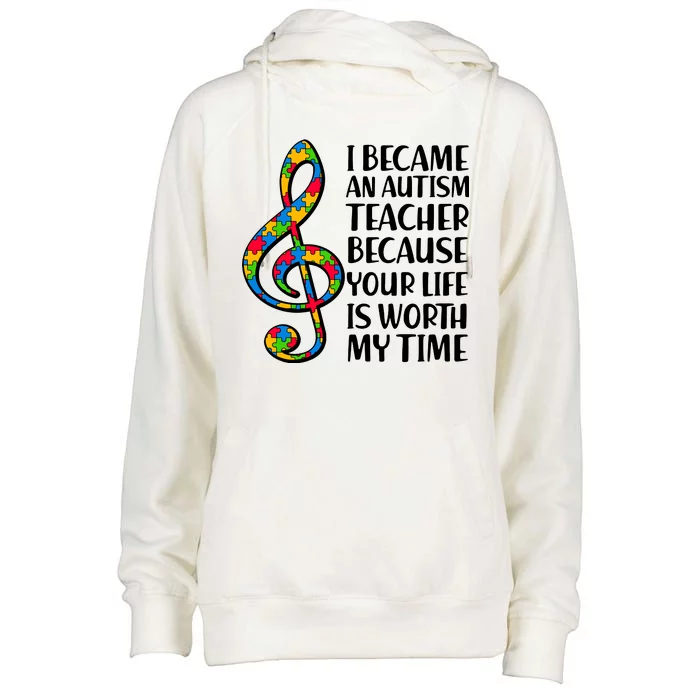 I Became An Autism Teacher For You Womens Funnel Neck Pullover Hood