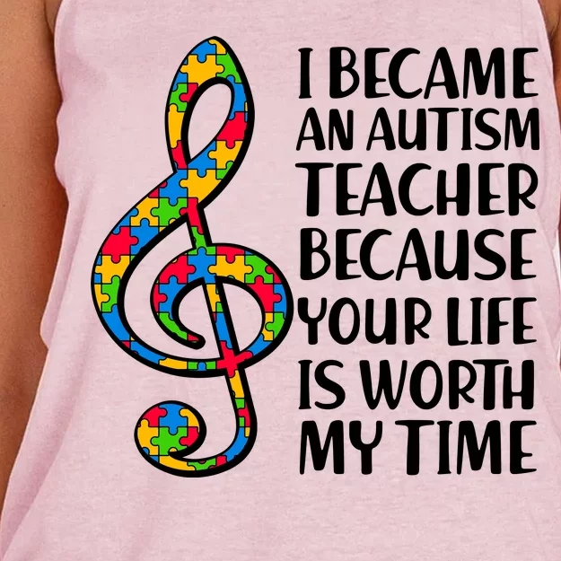 I Became An Autism Teacher For You Women's Knotted Racerback Tank