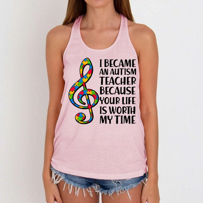 I Became An Autism Teacher For You Women's Knotted Racerback Tank