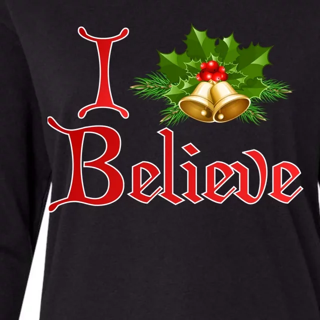 I Believe Christmas Bells Womens Cotton Relaxed Long Sleeve T-Shirt