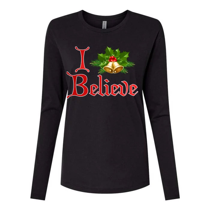 I Believe Christmas Bells Womens Cotton Relaxed Long Sleeve T-Shirt