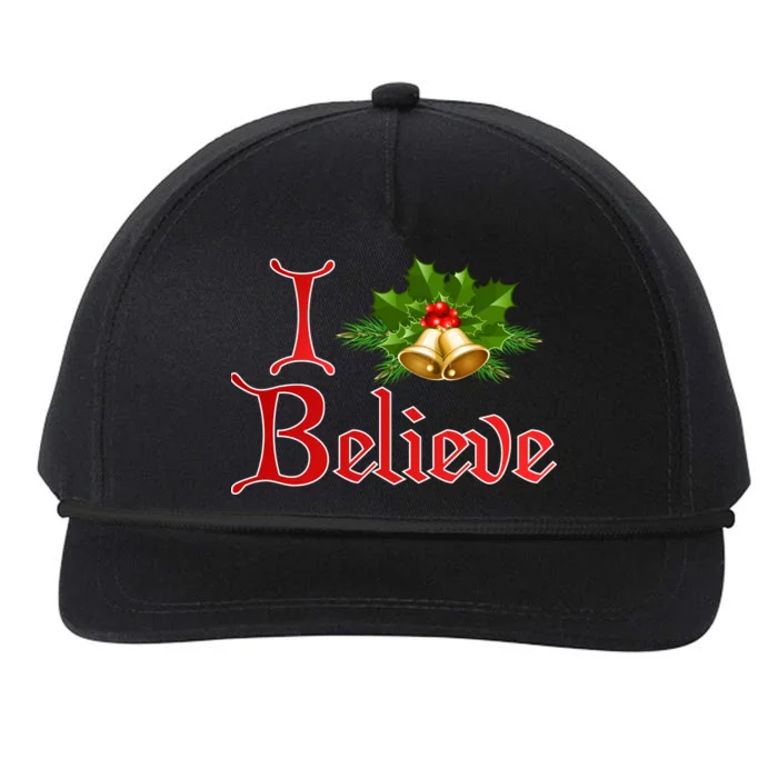 I Believe Christmas Bells Snapback Five-Panel Rope Hat