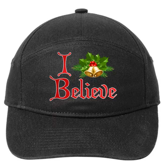 I Believe Christmas Bells 7-Panel Snapback Hat