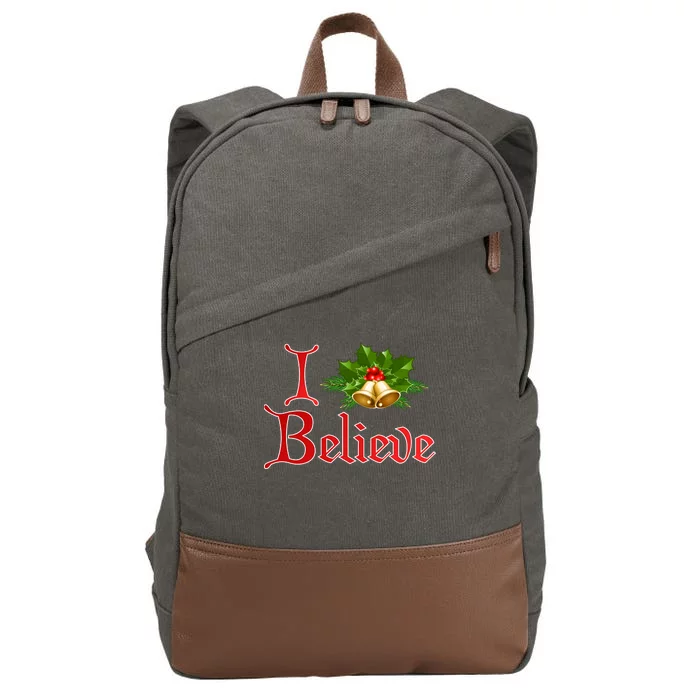 I Believe Christmas Bells Cotton Canvas Backpack