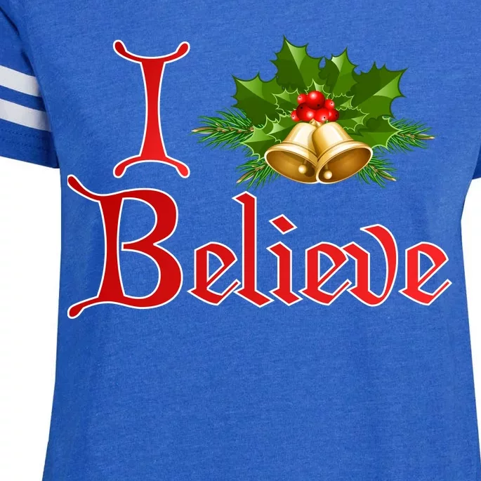 I Believe Christmas Bells Enza Ladies Jersey Football T-Shirt