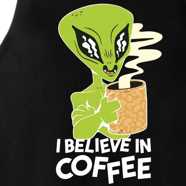 I Believe In Coffee Alien Ladies Tri-Blend Wicking Tank