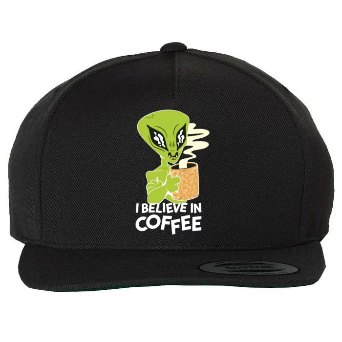 I Believe In Coffee Alien Wool Snapback Cap