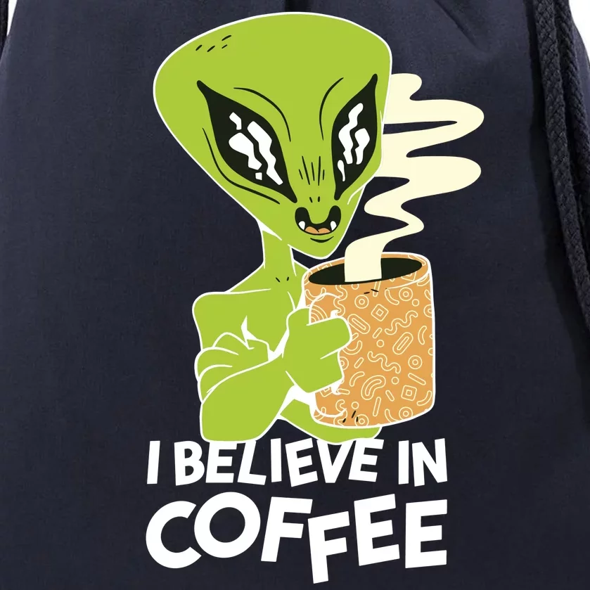 I Believe In Coffee Alien Drawstring Bag