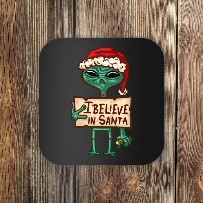 I Believe In Santa Funny Alien Christmas Coaster