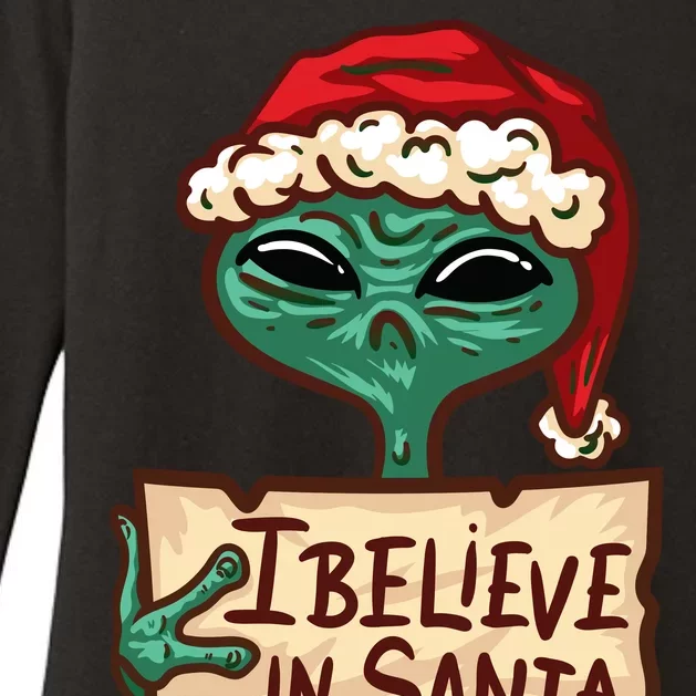 I Believe In Santa Funny Alien Christmas Womens CVC Long Sleeve Shirt