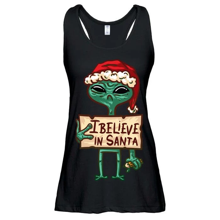 I Believe In Santa Funny Alien Christmas Ladies Essential Flowy Tank