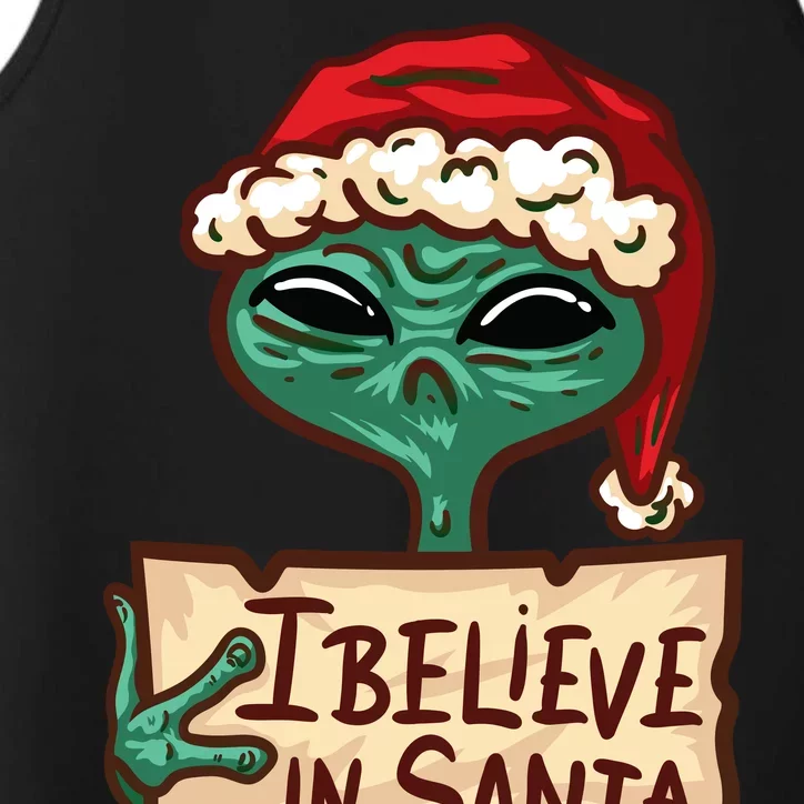 I Believe In Santa Funny Alien Christmas Performance Tank