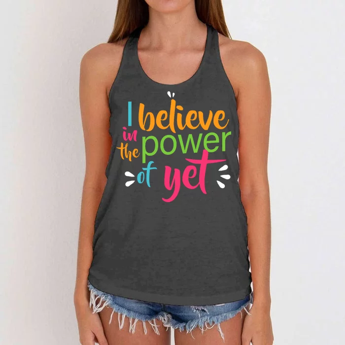 I Believe in the Power of Yet Growth Mindset Women's Knotted Racerback Tank