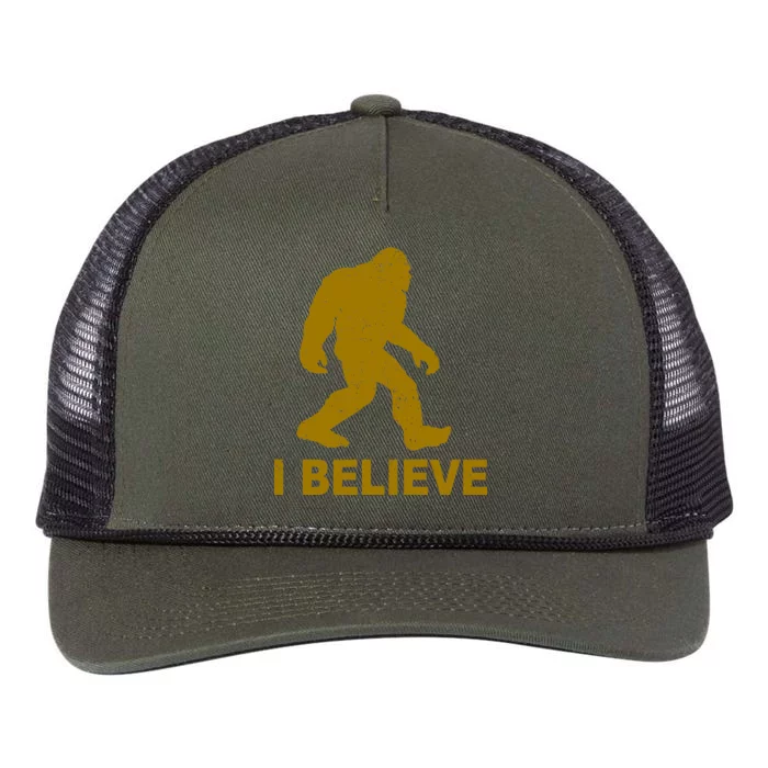 I Believe Sasquatch Bigfoot Retro Rope Trucker Hat Cap