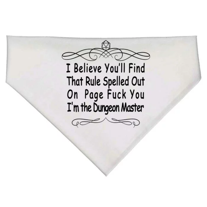 I Believe You'll That Rule Dungeon Master USA-Made Doggie Bandana